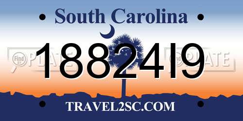 18824I9 South Carolina License Plate