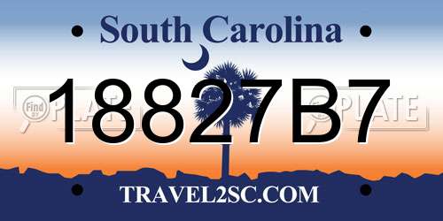 18827B7 South Carolina License Plate