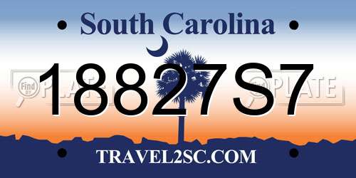 18827S7 South Carolina License Plate