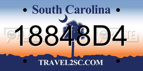 18848D4 South Carolina License Plate