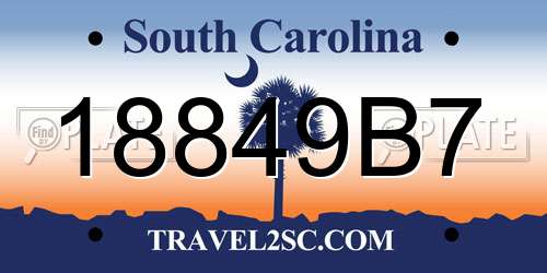 18849B7 South Carolina License Plate