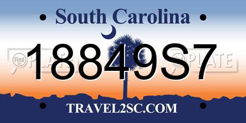 18849S7 South Carolina License Plate