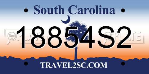 18854S2 South Carolina License Plate