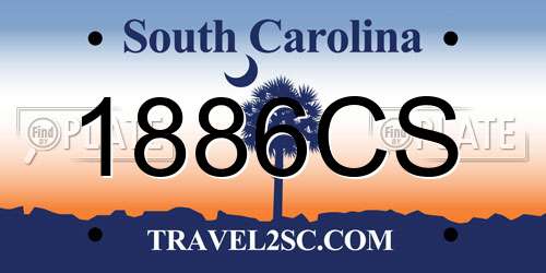 1886CS South Carolina License Plate