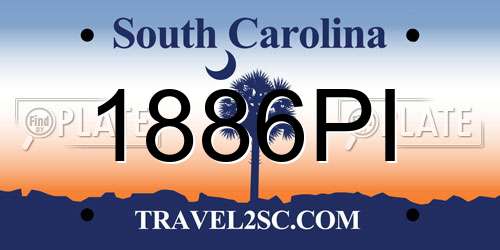 1886PI South Carolina License Plate