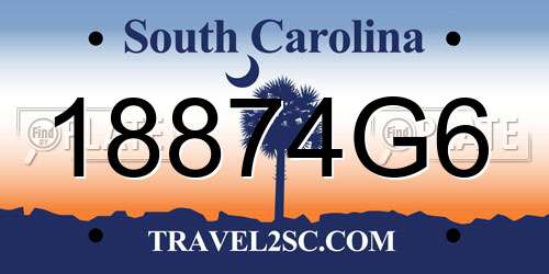 18874G6 South Carolina License Plate