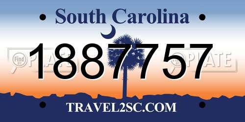 1887757 South Carolina License Plate