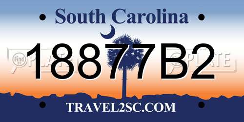 18877B2 South Carolina License Plate