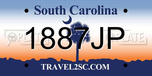 1887JP South Carolina License Plate
