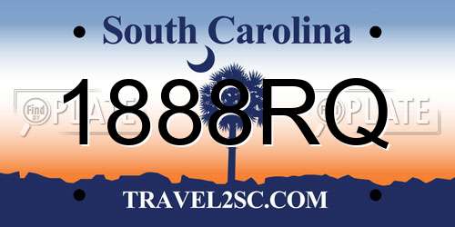 1888RQ South Carolina License Plate