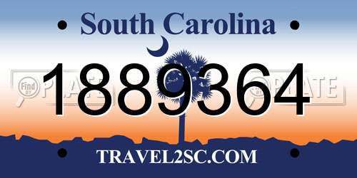 1889364 South Carolina License Plate