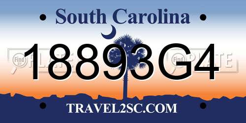 18893G4 South Carolina License Plate