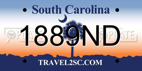1889ND South Carolina License Plate