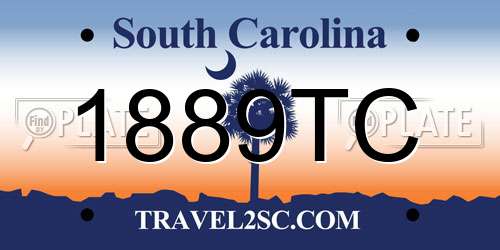 1889TC South Carolina License Plate