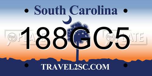 188GC5 South Carolina License Plate