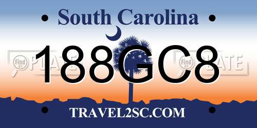 188GC8 South Carolina License Plate