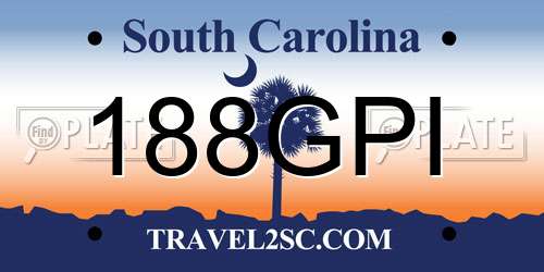 188GPI South Carolina License Plate