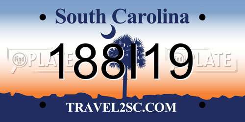 188I19 South Carolina License Plate