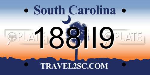 188II9 South Carolina License Plate
