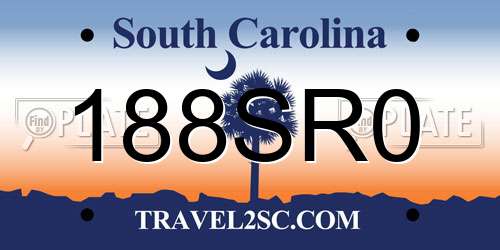 188SR0 South Carolina License Plate