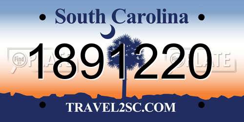 1891220 South Carolina License Plate