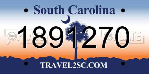 1891270 South Carolina License Plate