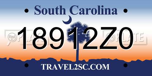 18912Z0 South Carolina License Plate