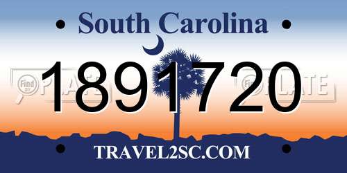 1891720 South Carolina License Plate