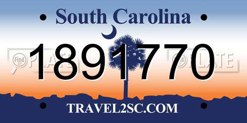 1891770 South Carolina License Plate