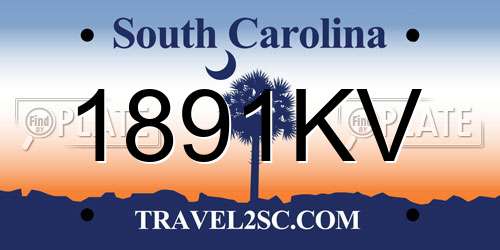 1891KV South Carolina License Plate