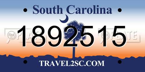 1892515 South Carolina License Plate