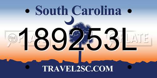 189253L South Carolina License Plate