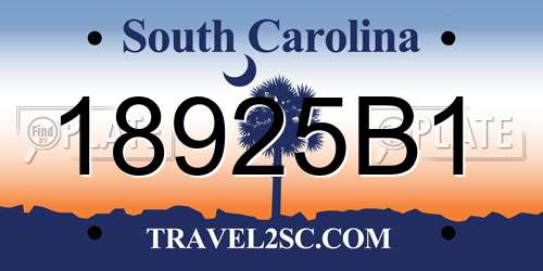 18925B1 South Carolina License Plate