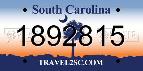 1892815 South Carolina License Plate