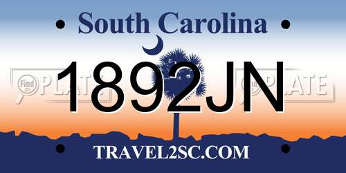 1892JN South Carolina License Plate