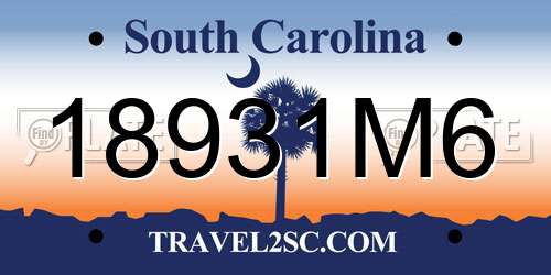 18931M6 South Carolina License Plate