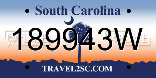 189943W South Carolina License Plate