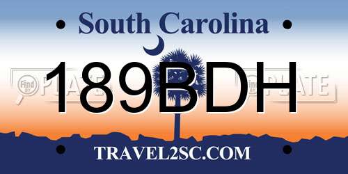 189BDH South Carolina License Plate