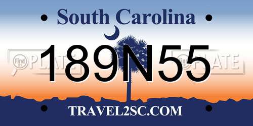 189N55 South Carolina License Plate