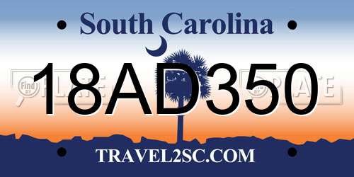 18AD350 South Carolina License Plate
