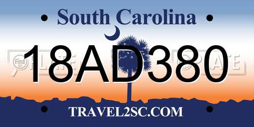 18AD380 South Carolina License Plate