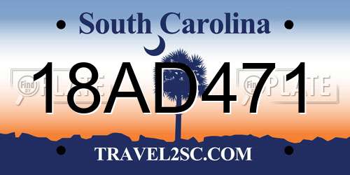 18AD471 South Carolina License Plate