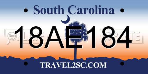 18AE184 South Carolina License Plate