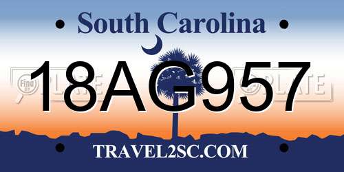 18AG957 South Carolina License Plate