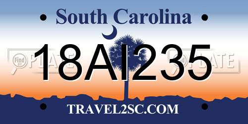 18AI235 South Carolina License Plate