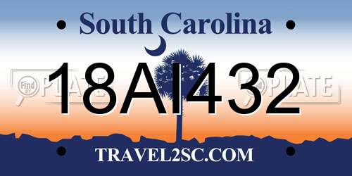 18AI432 South Carolina License Plate
