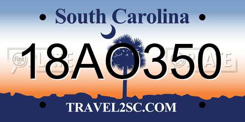 18AO350 South Carolina License Plate
