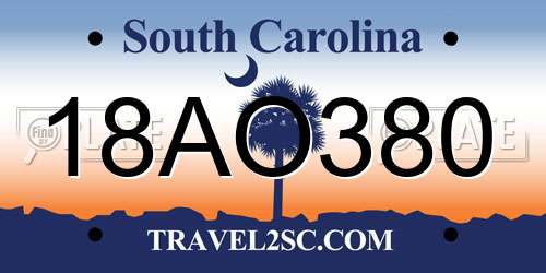 18AO380 South Carolina License Plate