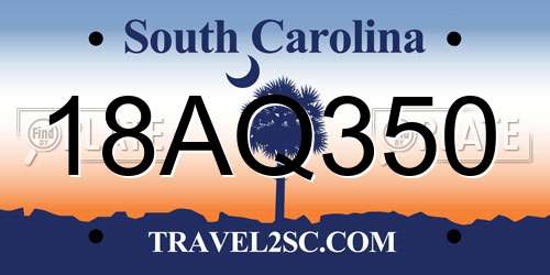 18AQ350 South Carolina License Plate
