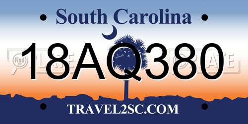 18AQ380 South Carolina License Plate
